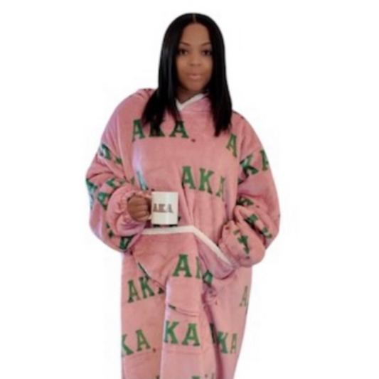 Custom AKA® Signature Alpha Kappa Alpha Sorority,Inc chenille full body lounging hoodie.                      WRAPPED IN COMFORT. ROOTED IN SISTERHOOD!