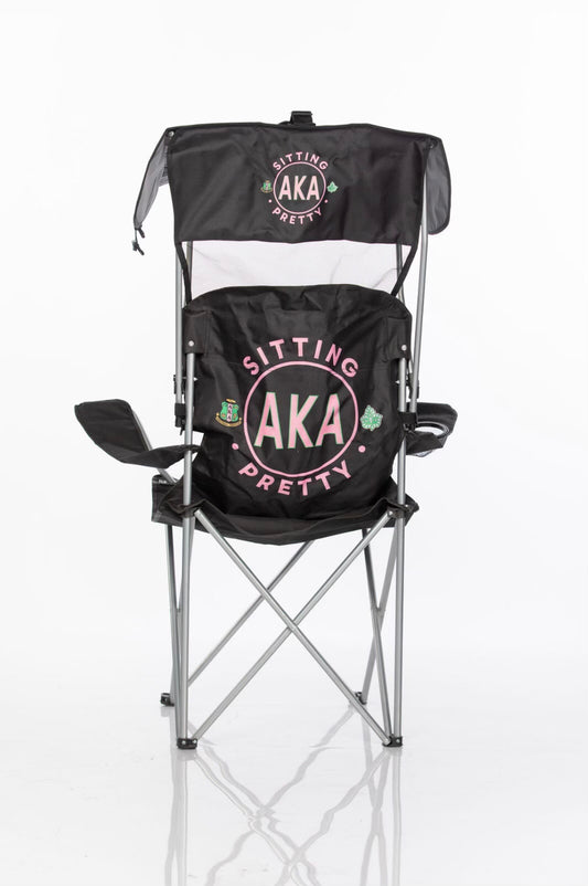 Custom Alpha Kappa Alpha Sorority, Inc. Sitting Pretty Umbrella Lawn Chair.                BOLD, BLACK, BEAUTIFUL PERFECT THRONE FOR A SOROR TO SIT PRETTY ON!