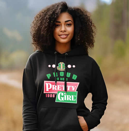 Proud to be a Pretty Girl™️ Black Hoodie.                        NOT JUST A HOODIE. IT’S A PROUD GIRL VIBE!

 💗*Purchase black tumbler to match💚