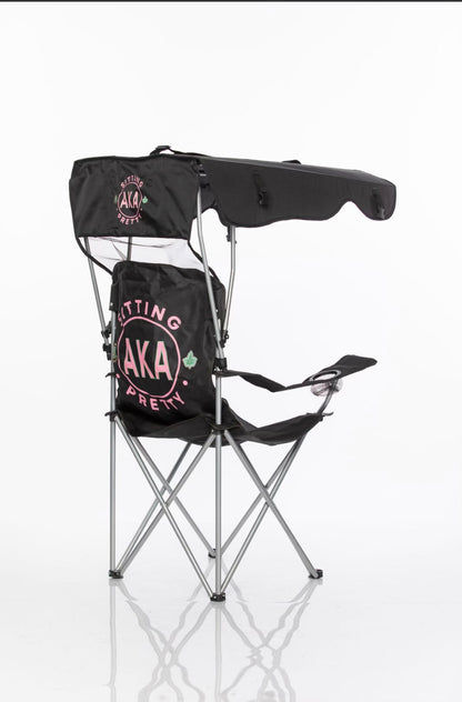Custom Alpha Kappa Alpha Sorority, Inc. Sitting Pretty Umbrella Lawn Chair.                BOLD, BLACK, BEAUTIFUL PERFECT THRONE FOR A SOROR TO SIT PRETTY ON!