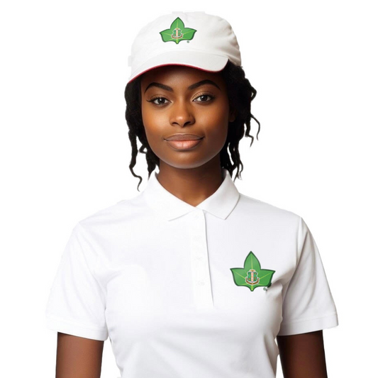 Custom Alpha Kappa Alpha Sorority,  Inc Ivy/Crest Polo Shirt with matching cap.           FROM HEAD TO HEM IVY LEAGUE LEGACY IN STYLE!